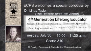 Colloquia with Dr. Linda Taylor – “4th Generation Lifelong Educator”