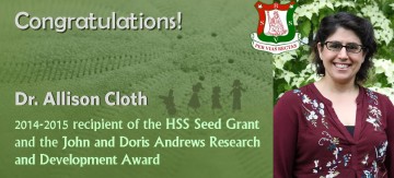 Dr. Allison Cloth Awarded 2014-2015 HSS Seed Grant and John and Doris Andrews Research and Development Award