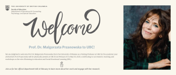 Welcome to Prof. Dr. Przanowska to UBC!